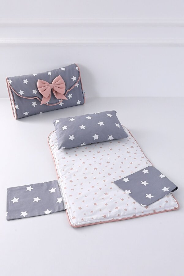 Umaybebek Alt Açma Minderi - Çantalı - Koyu/gri Pudra