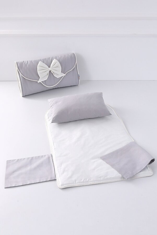 Umaybebek Alt Açma Minderi Çantalı Gri Krem