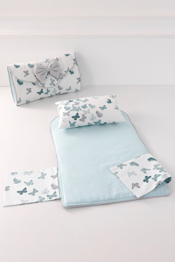 Umaybebek Alt Açma Minderi - Çantalı - Yeşil Kelebek