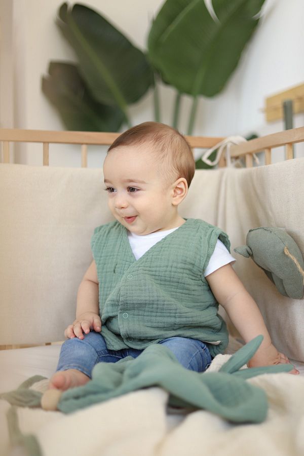 Ninna Kids-Multi Muslin Baby & Kids Vest - Green 1