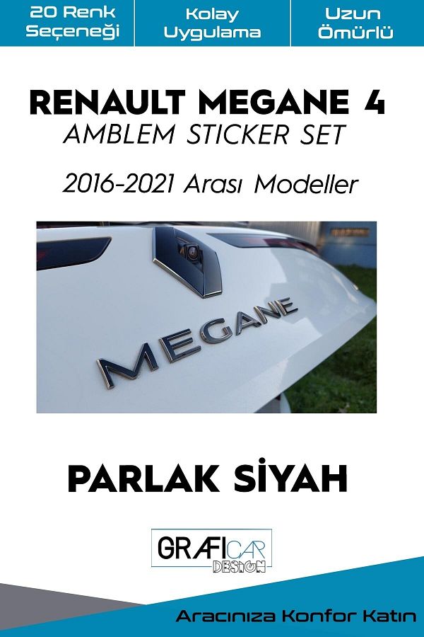 GRAFİCAR-Renault Megane 4 - مجموعة ملصقات طلاء شعار أسود لامع 1