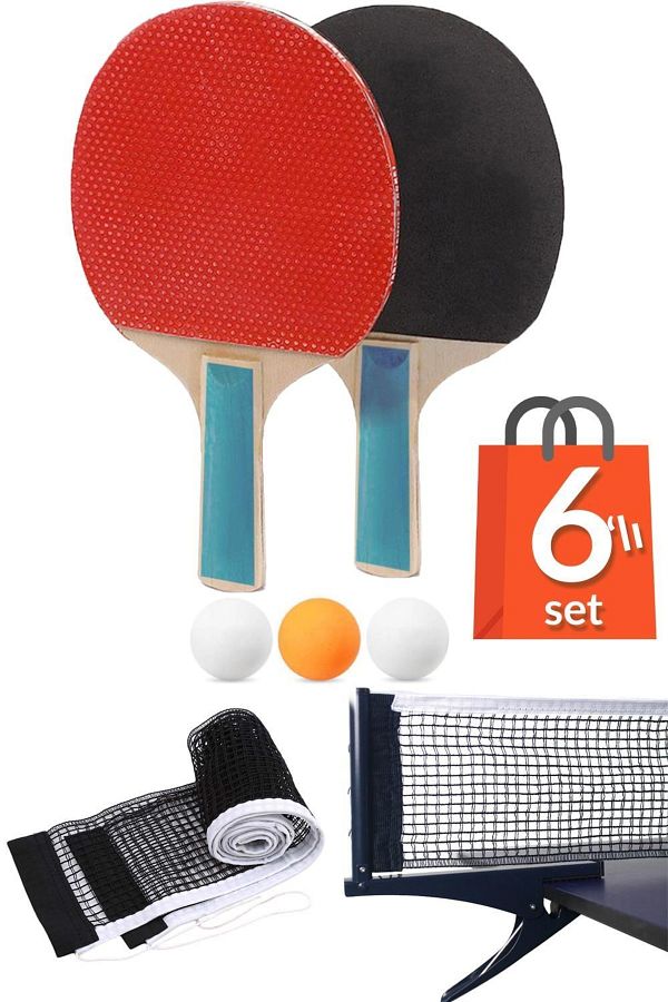 Telvesse-Table Tennis Net Racket Ball Set 6-Piece Ping Pong Table Net with Clamp Mechanism 1