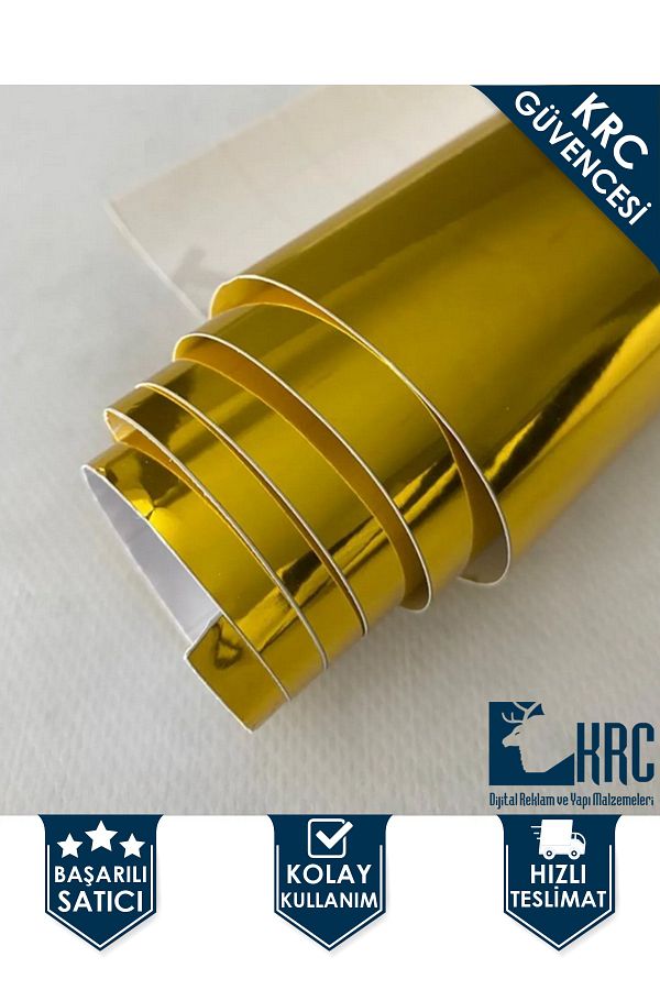 KRCDİJİTAL-Gold Nickel Plated - Gold Foil Adhesive Foil 122cm X 20cm 1