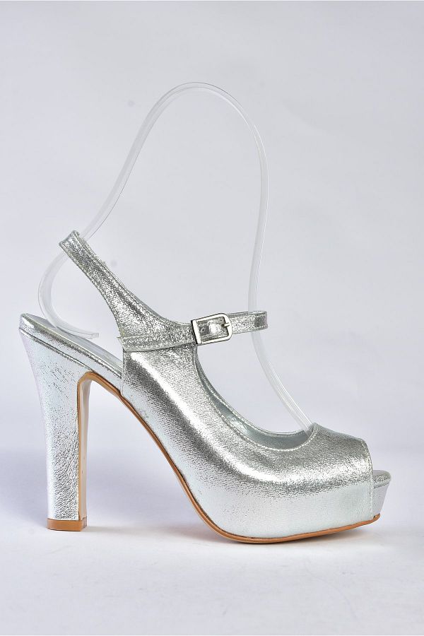 Fox Shoes Silver Glitter Platform Heeled Women's Evening Dress Shoes  M348007014 - Trendyol