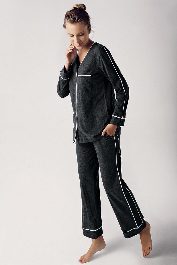 Artış-Women's Long Sleeve Stretch Cotton Fabric Pajamas Set 13202 1