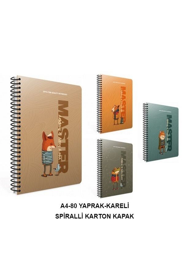 Gıpta-Lazy Master Spiral Paper Cover Notebook A4 80 Sheets Checkered 1
