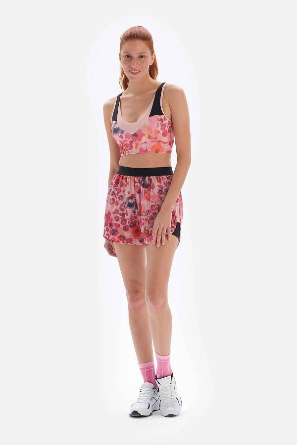 Dagi-Rosa gemusterte Damen-Shorts mit Strumpfhosen 1