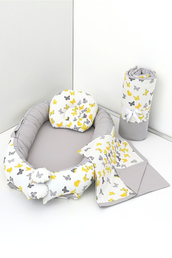 Umaybebek 4 Parça - Babynest, Bebek Uyku Yatağı, Baş Yastık, Bebek Pikesi, Yorganı 0-2 Yaş - %100 Pamuk Kumaş
