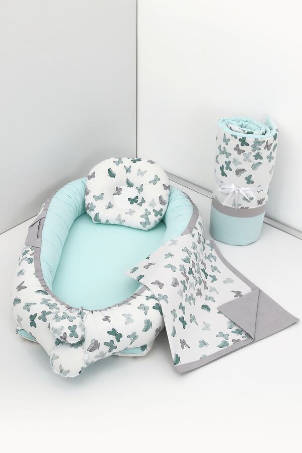 Umaybebek 4 Parça - Babynest, Bebek Uyku Yatağı, Baş Yastık, Bebek Pikesi, Yorganı 0-2 Yaş - %100 Pamuk Kumaş