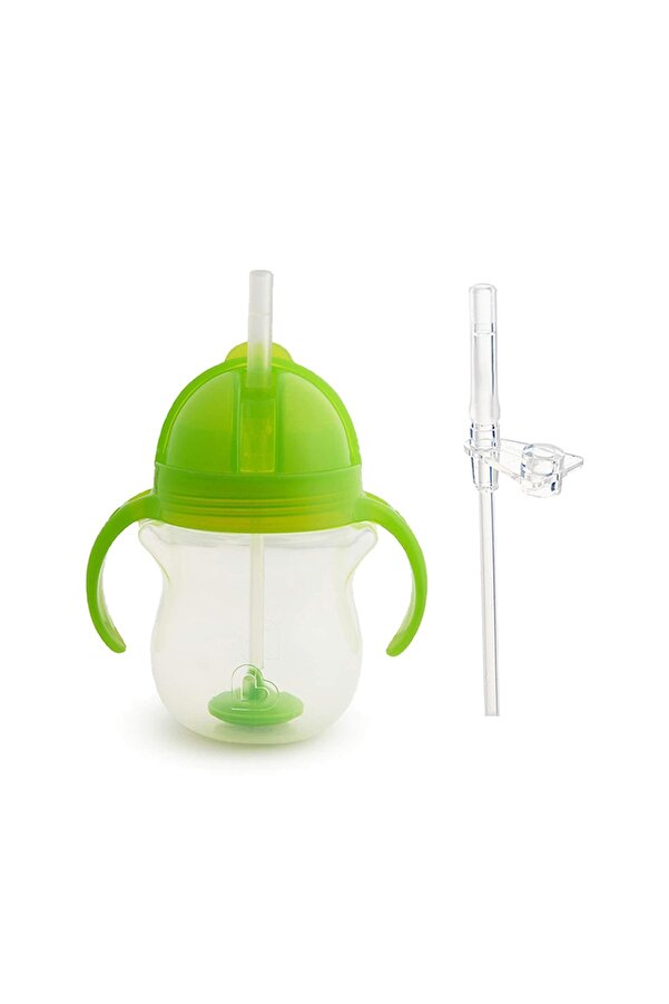 Munchkin Tıklama Kilitli Uçlu Pipetli Alıştırma Bardağı, 6ay , 207ml, Yeşil,&yedek Pipet 1 Adet