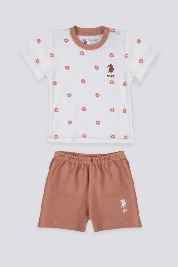 U.S. Polo Assn. Base Polo Assn Deep Color Cream Baby T-shirt Set