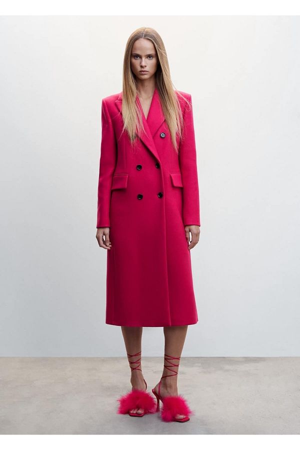 MANGO Double Breasted Cut Wool Coat Trendyol