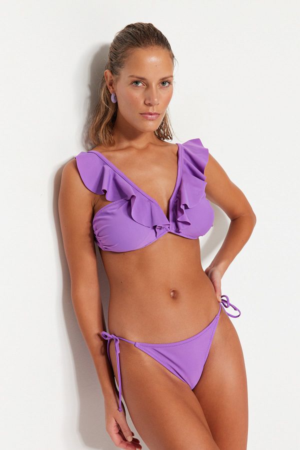 Trendyol Collection Lilac Underwire Flounce Bikini Top Tbess23bu00125 Trendyol