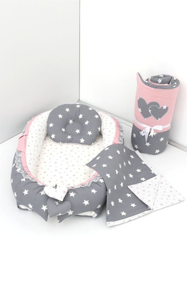 Umaybebek 4 Parça - Babynest, Bebek Uyku Yatağı, Baş Yastık, Bebek Pikesi, Yorganı 0-2 Yaş - Pamuk Kumaş