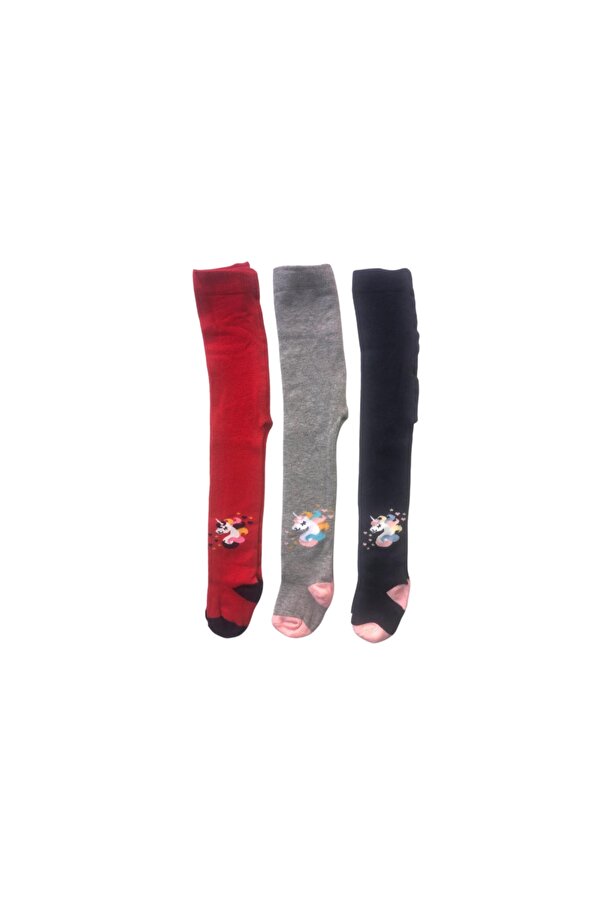ekinoks socks 3lü Kız Bebek Çocuk Külotlu Çorap Renkli Desenli Pamuklu