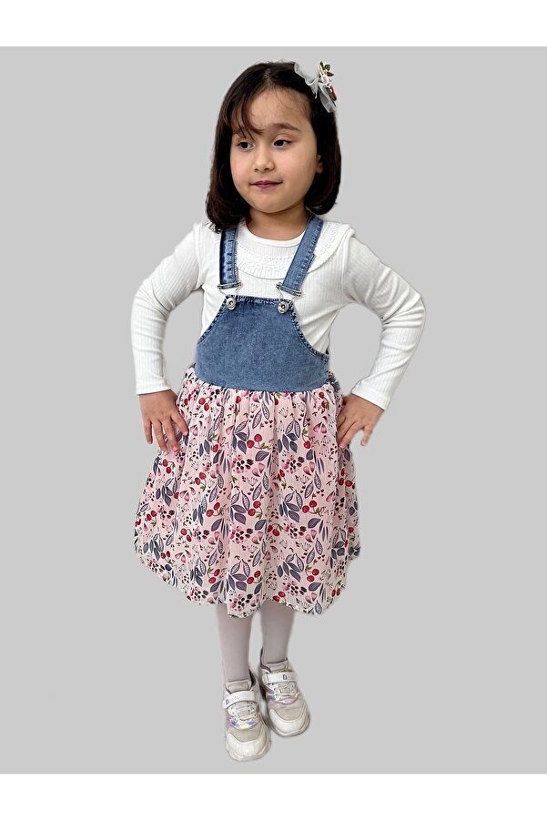 Esterella Kız Çocuk Jile / Bodyli Elbise/tokalı Salopet Elbise