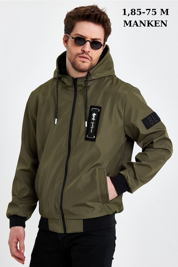 Rompasso Men s Khaki Print Detail Embroidered Water Repellent Seasonal Spring Jacket Coat Trendyol