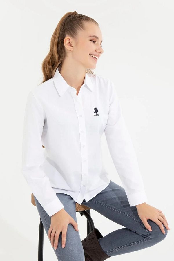 U.S. Polo Assn.-Women's White Shirt Long Sleeve 1