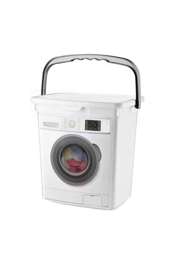 Alamut Home-Washing Machine Look Detergent Holder with Lid Portable Detergent Storage Box 6 lt 1