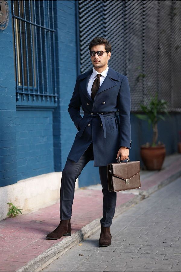 Slim fit double breasted coat shop