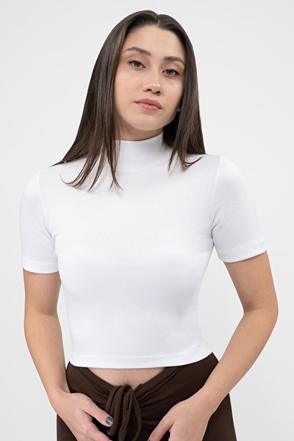 Soyo Women's White Turtleneck Short Sleeve Blouse- Trendyol