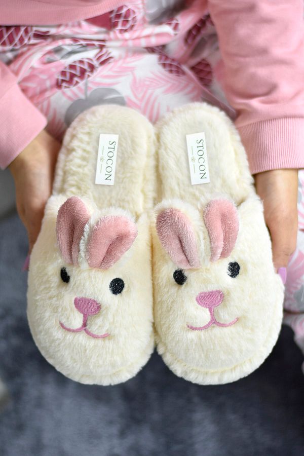 STOCON Women s Fluffy Closed Front Rabbit Slippers Home Slippers