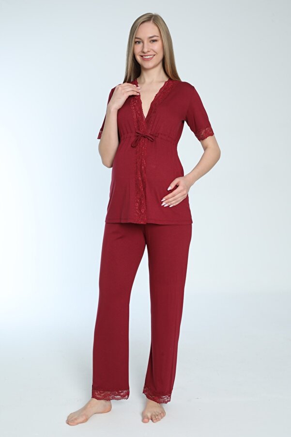 Miss Dünya Lissa Emzirmeye Uygun Önden Açılır Hamile Ve Lohusa Pijama Takımı