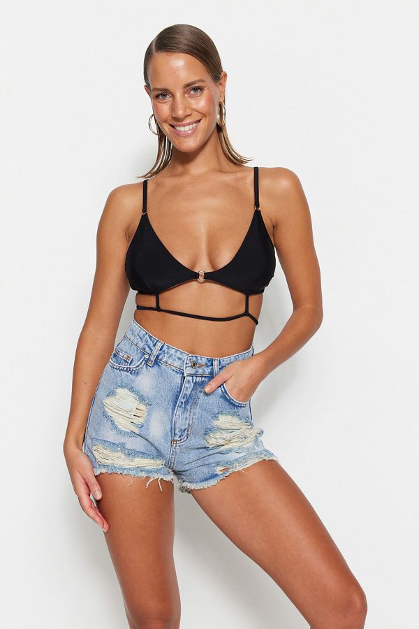 Trendyol Collection-Modré džínové plážové šortky TBESS23SR00037 1