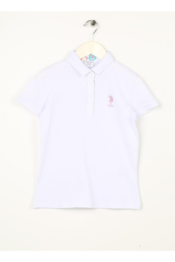 U.S. Polo Assn. Plain White Girl's T-shirt Tp01-ıy023