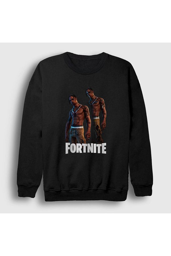 Presmono Unisex Black Travis Scott Fortnite Sweatshirt 122333tt Trendyol