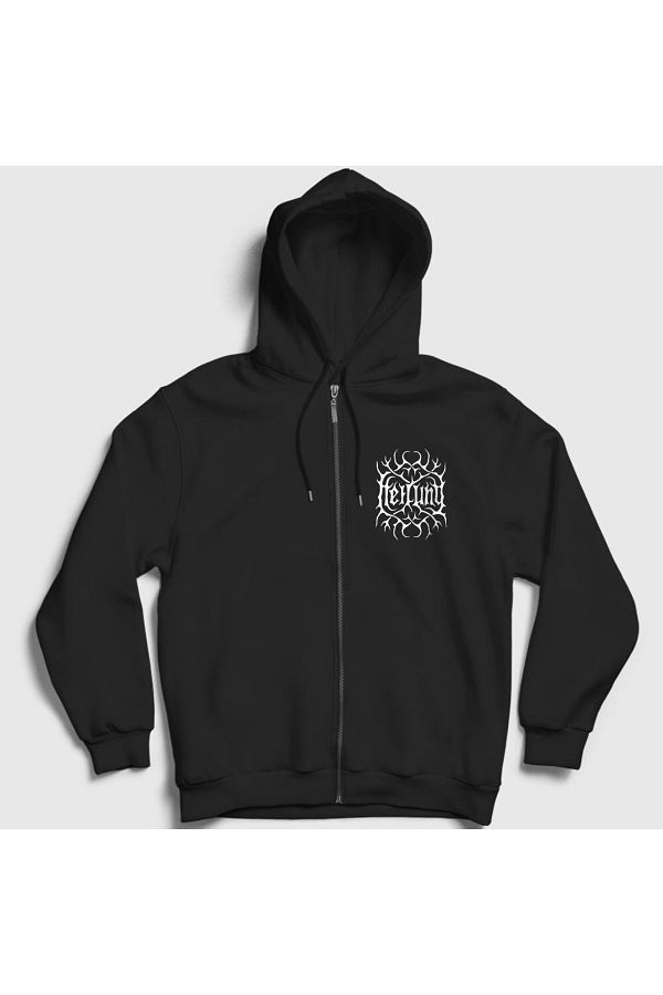Presmono Unisex Black Logo V2 Heilung Zip Hooded Sweatshirt148908tt Trendyol