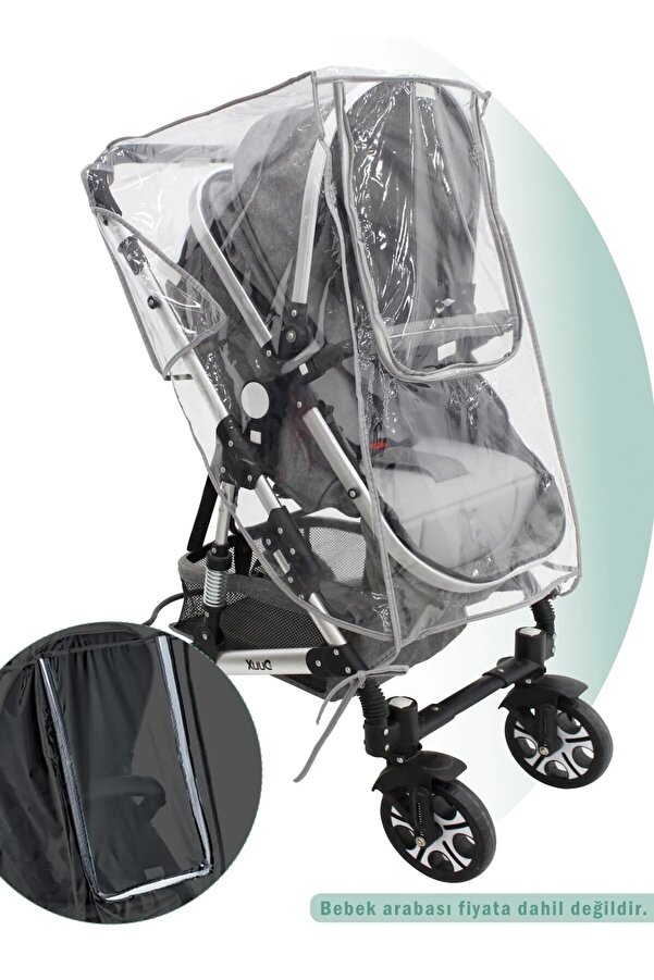 MorBebe Fermuarlı Ultra Lüx Bebek Arabası Yağmurluğu