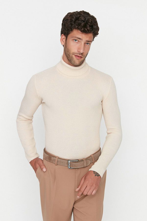 Buy Trendyol Turtleneck Stretchy Knitted Top in Ecru 2024 Online