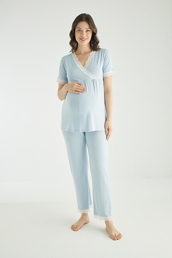 Miss Dünya Lissa Emzirmeye Uygun Lohusa Ve Hamile Pijama Takımı