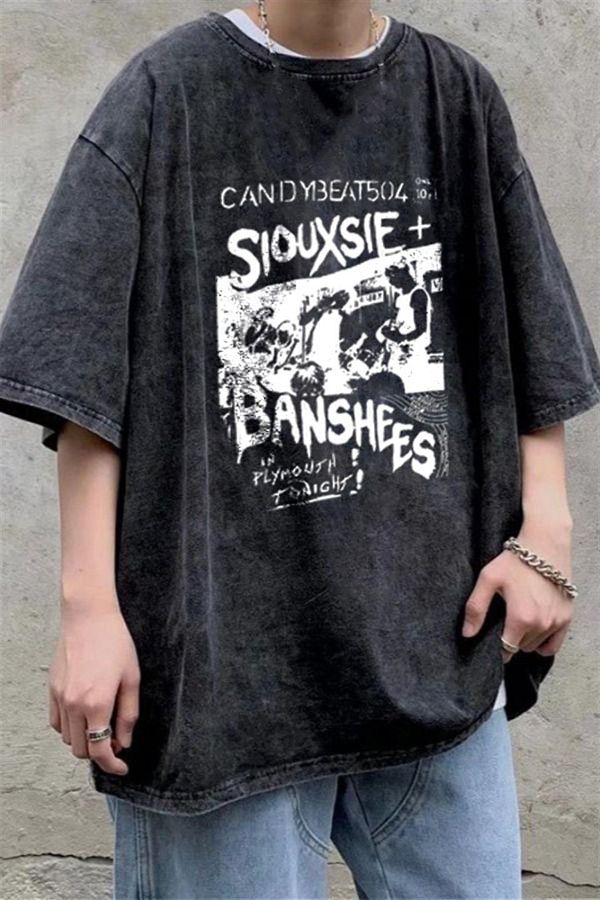 Gofeel-Fashion Washed Siouxsie Banshees Oversize Vintage T-shirt 1