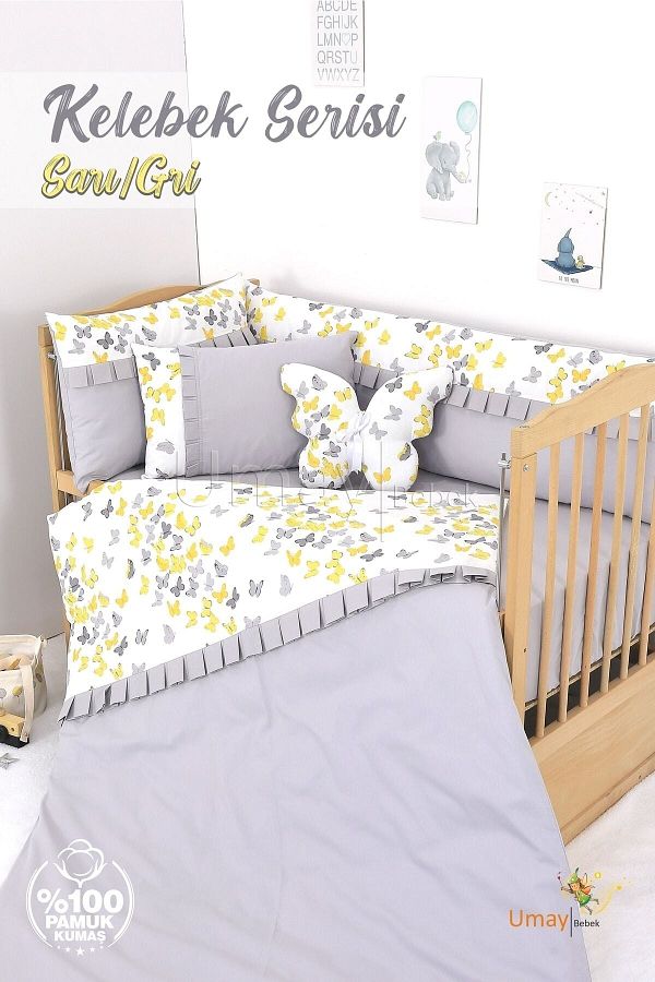 Umaybebek-طقم غطاء لحاف أطفال مقاس 70x130، حشوة، شرشف مسطح - 100% قطن 1
