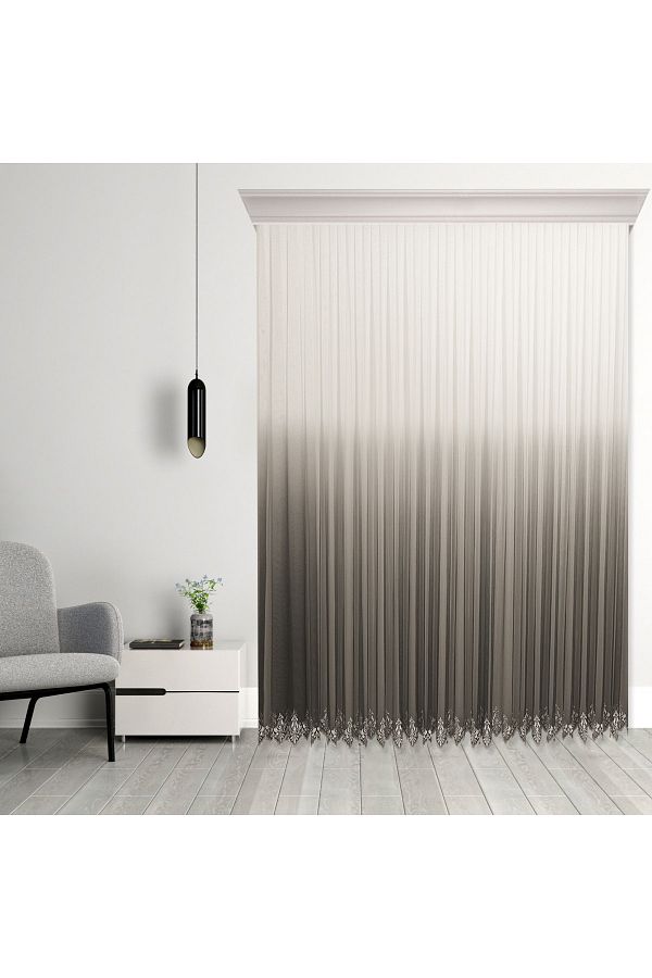 perhal perde ve halı-Gradient Color Gradient Anthracite Dark Gray Skirts with Embroidery 1-2 Sparse Pleat Tulle Curtain 1