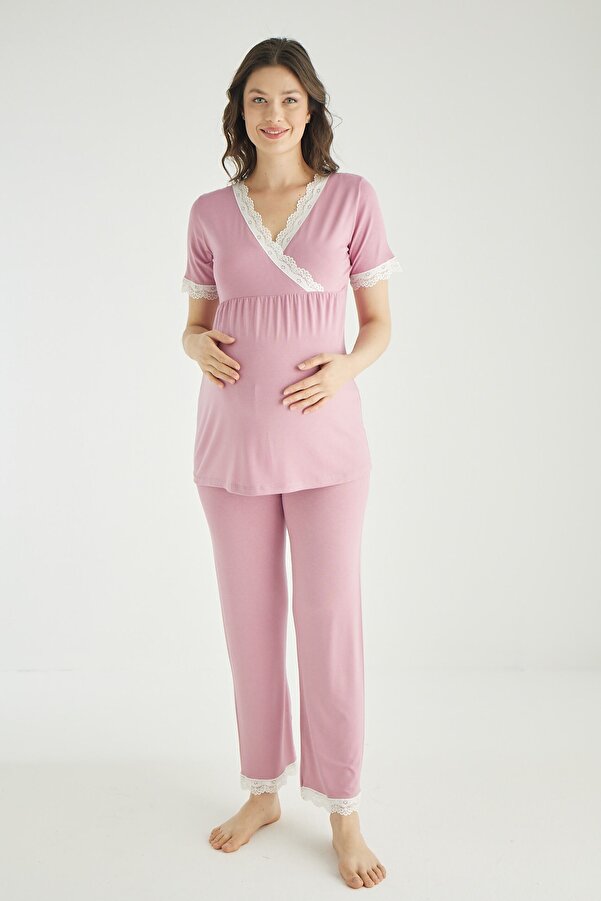 Miss Dünya Lissa Emzirmeye Uygun Lohusa ve Hamile Pijama Takımı