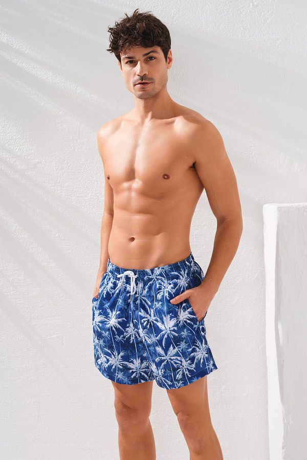 Pierre Cardin Swim Shorts Blue Patterned Trendyol