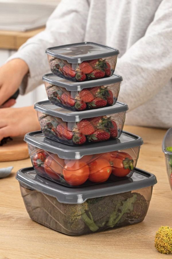 AHİR TİCARET-5-Piece Food Pulses Storage Container Set (2500ml, 1500ml, 900ml, 500ml, 250ml) 1