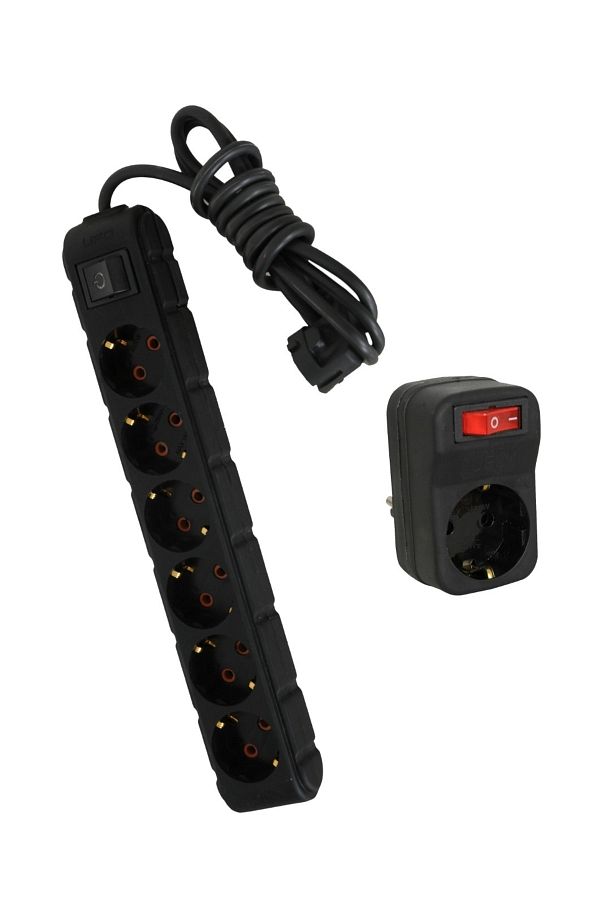 UFO-Surge Protected Set of 6 Black 1.5 Mt Single Surge Protected 1