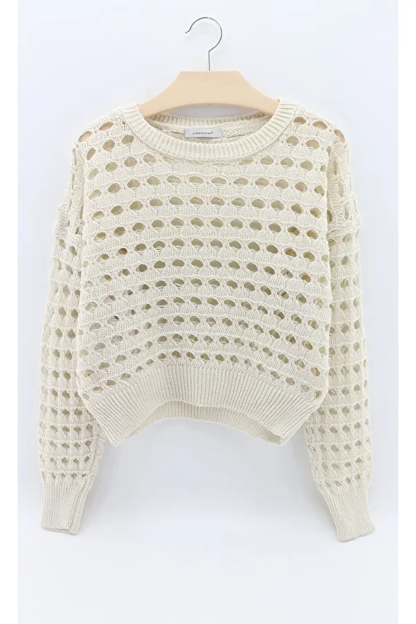 macharelbasic-Women's Round Patterned Openwork Seasonal Knitwear Sweater 1