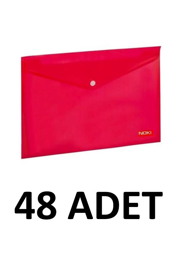 Noki-48 Pieces Transparent A4 Snap Fastener File Envelope File Red 1
