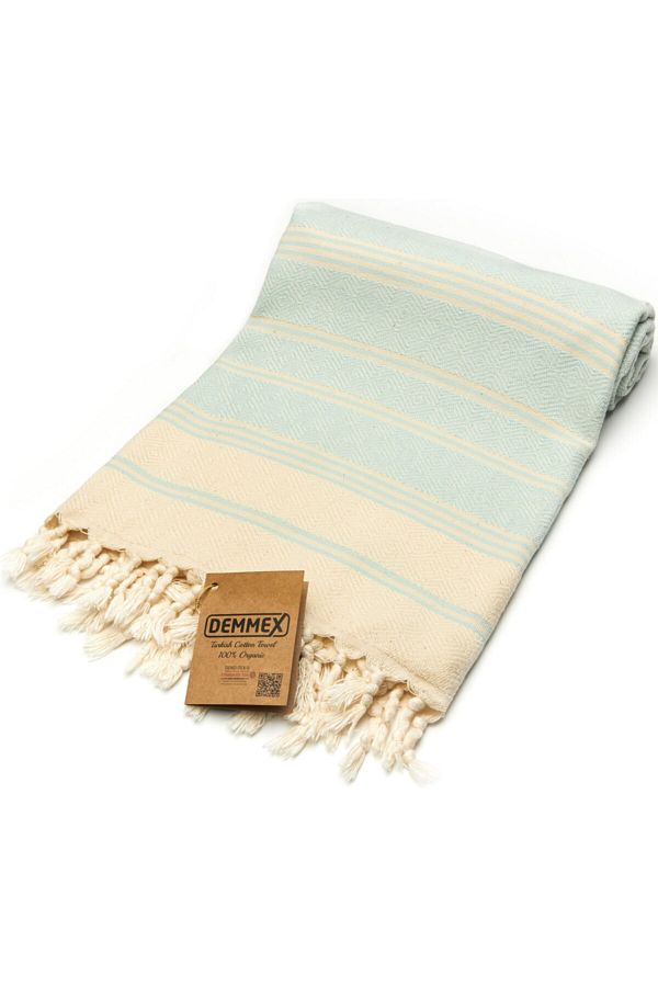 Demmex Certified 100 Organic Cotton Peshtemal Bath Beach Towel 180x90cm 450gr Mint Trendyol