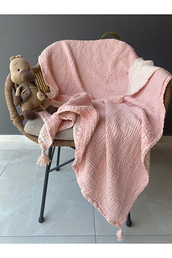 YASEMİNİNEVİ Pudra Rengi Bebek Müslin Örtü/pike