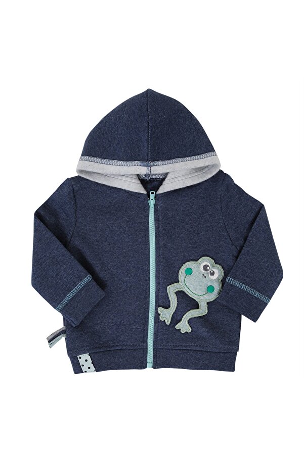 Organicera Organik Kapşonlu Mont, Indigo Melanj