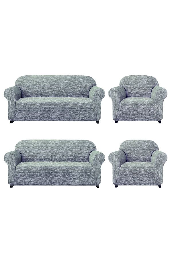 KARAHANLI-Flexible Jacquard 3+3+1+1 Sofa Sofa with Skirts - Set with Rod Pattern 1