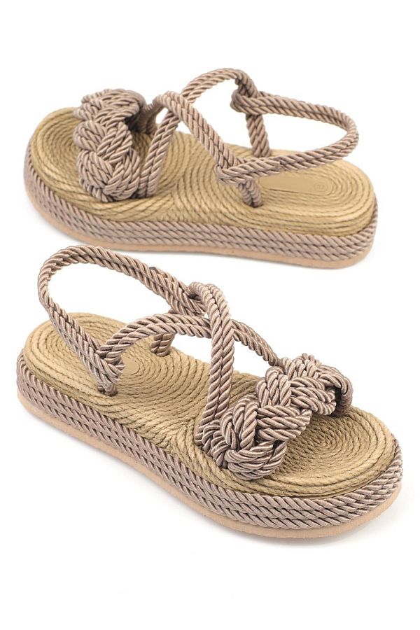 Capone Outfitters-Capone Keilabsatz String Mink Damensandalen 1