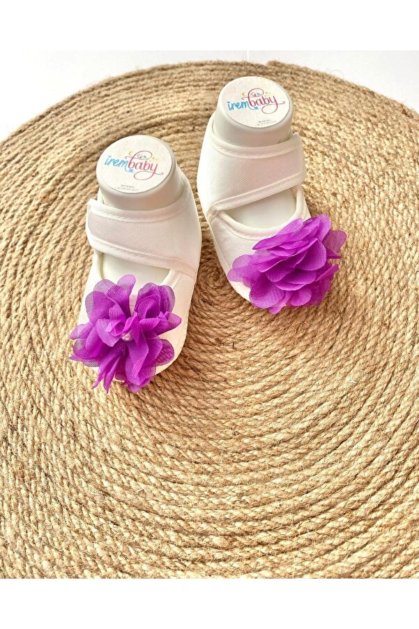 irembaby Bebek Ayakkabı Süslü Patik Mor Çiçekli (lohusa-çekim-mevlüt)