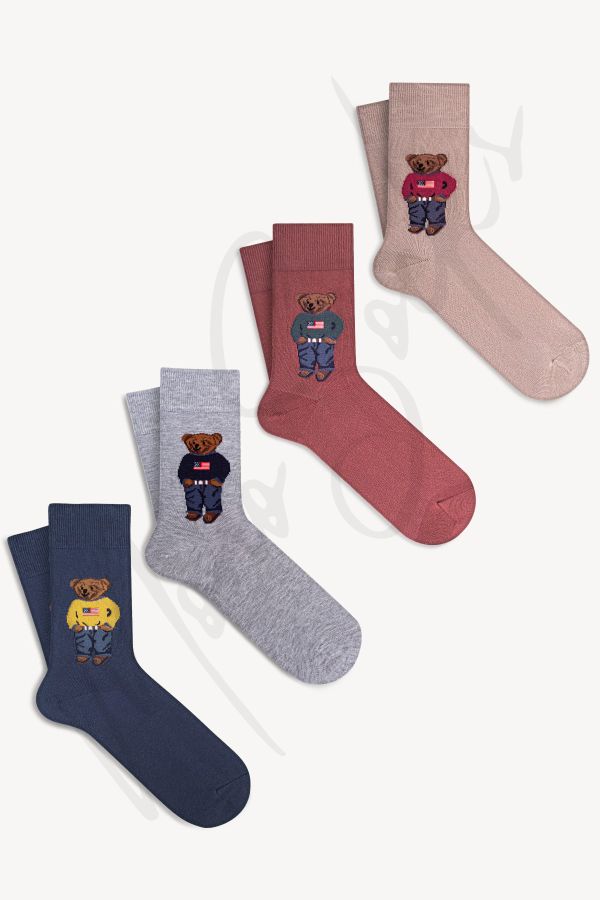 Mono Socks 4 Pack Teddy Bear Invisible Seamless Sneaker Socks - Trendyol